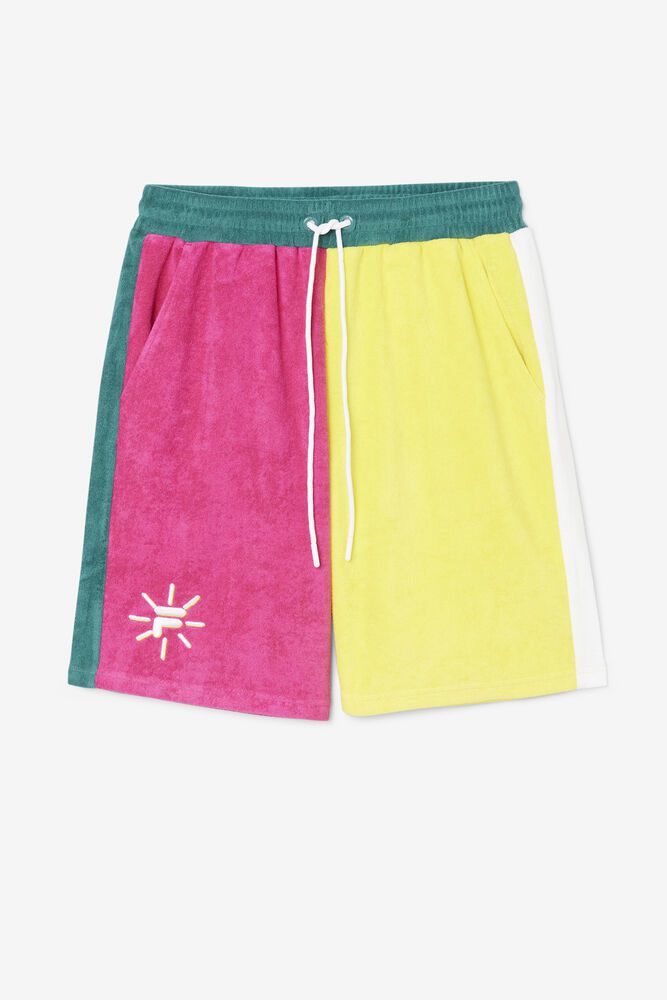 Fila Moani Yellow/Pink Shorts Mens - NZ 39241-YIHV